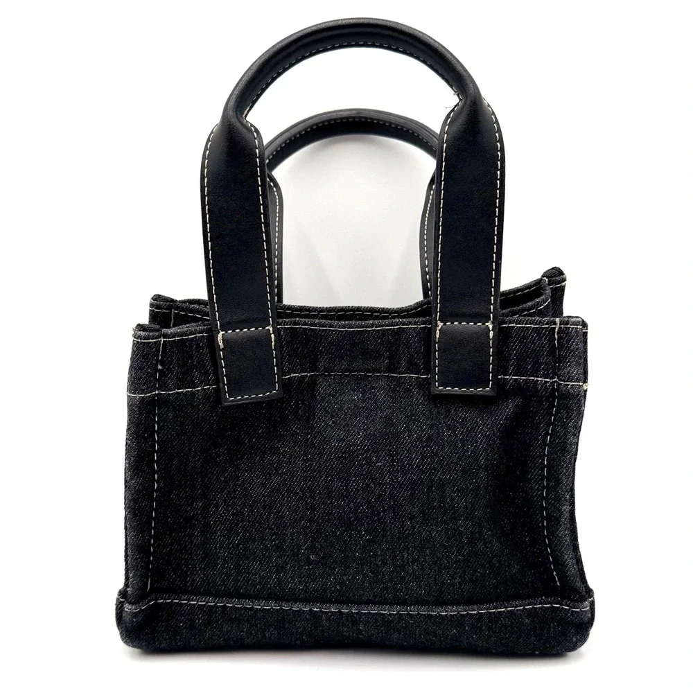 True Religion Black Denim Mini Tote Crossbody Bag Y2K Handbag Horseshoe Logo